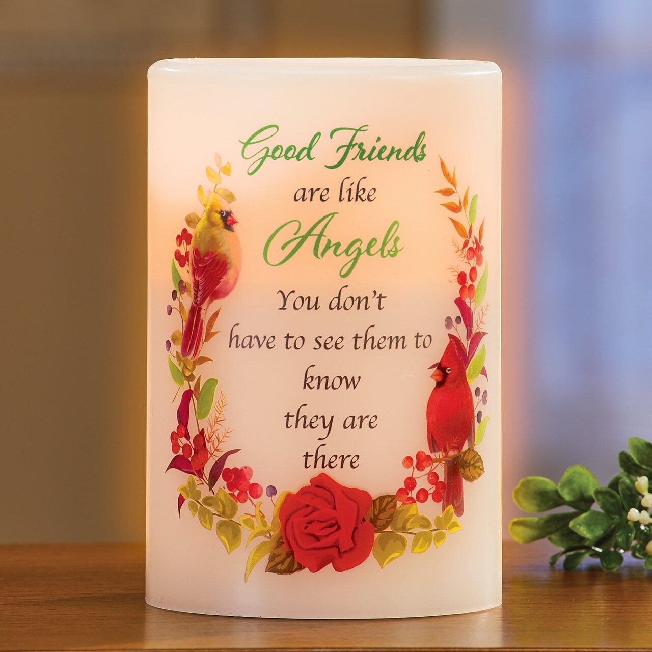 Collections Etc Good Friends Are Like Angels LED Flameless Candle